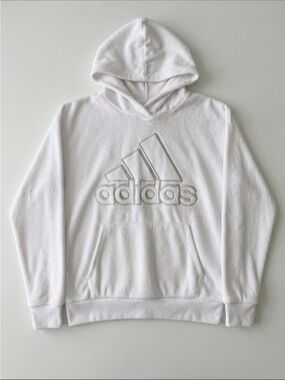 adidas White Hooded Pullover Sweatshirt